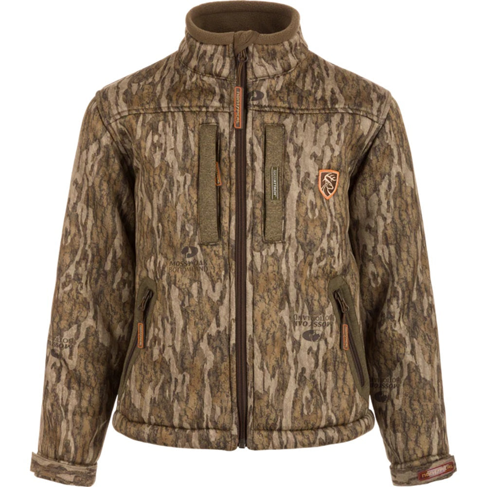 Drake Non-Typical Youth Silencer Full Zip Jacket Full Camo with Scent Control Mossy Oak Bottomland