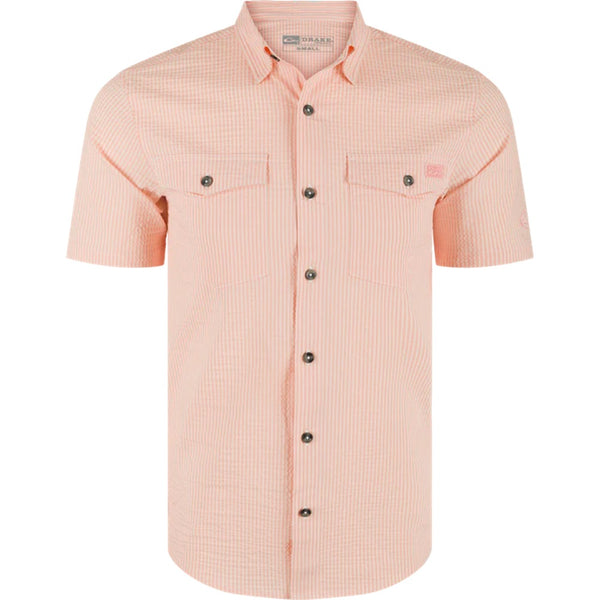 Drake Frat Seersucker Striped Button-Down Short Sleeve Shirt