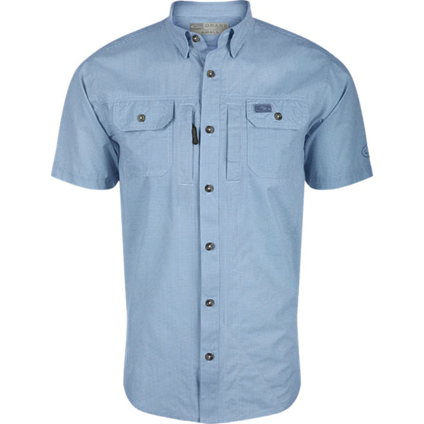 Drake Frat Houndstooth Check Button-Down Short Sleeve Shirt