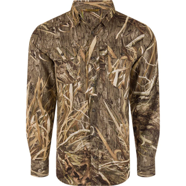Drake Waterfowl EST Wingshooter Trey Long Sleeve Shirt Mossy Oak Shadow Grass Habitat