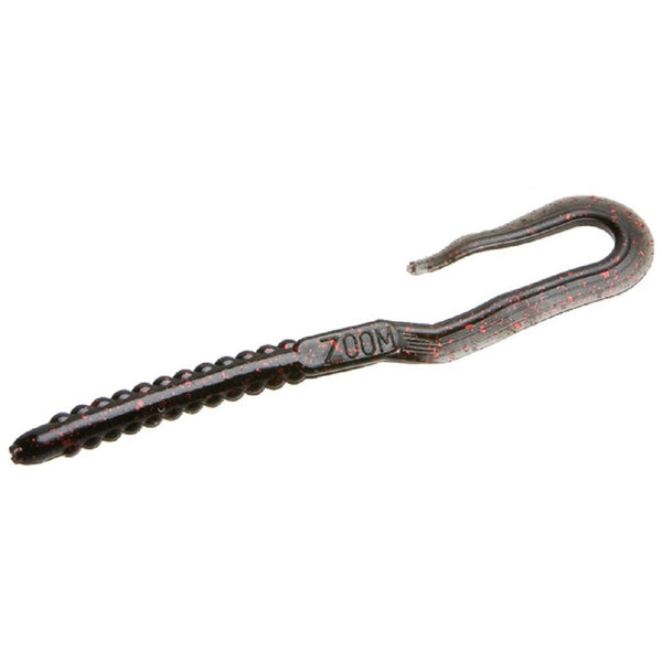 Zoom 6 Inch U-Tail Worm Black Red Glitter