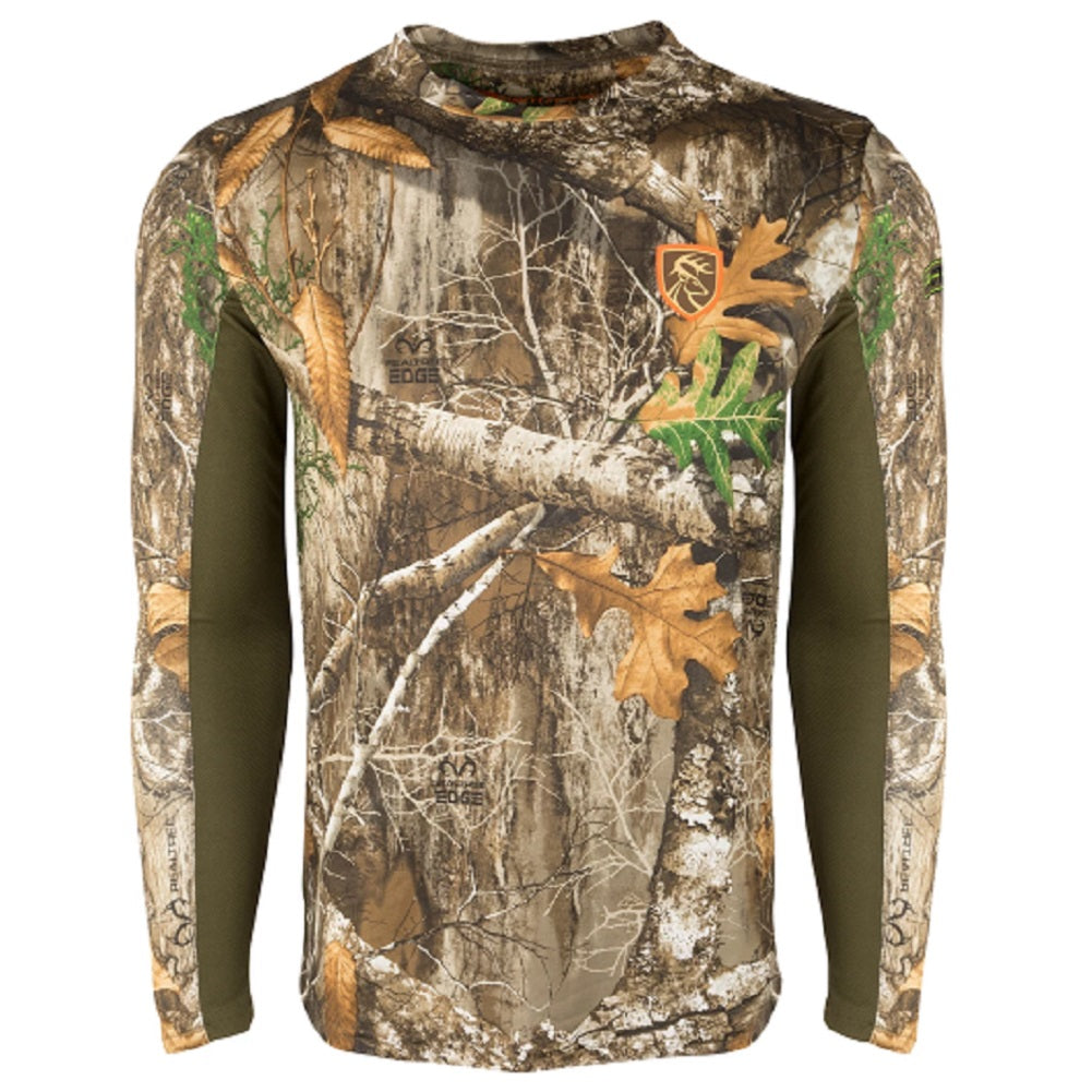 Drake Non-Typical Performance Crew Long Sleeve Shirt Realtree Edge