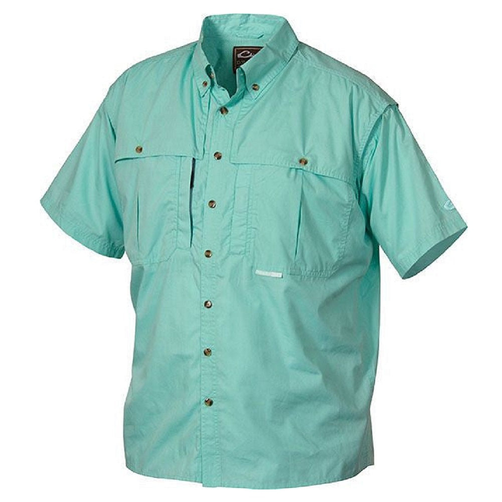 Drake Waterfowl Cotton Wingshooters Short Sleeve Shirt Aqua