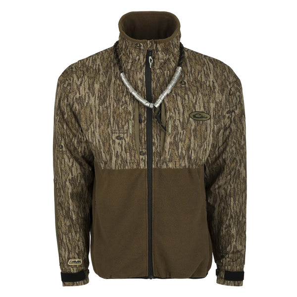 Drake Waterfowl MST Guardian Eqwader Flex Fleece Full Zip Jacket Mossy Oak Bottomland