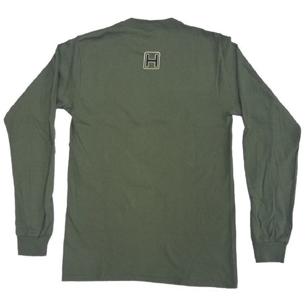 Heybo Bar Logo Long Sleeve T-Shirt Olive Back