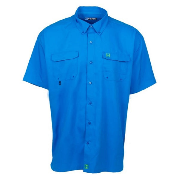 Heybo Boca Grande Short Sleeve Vented Fishing Shirt Ocean Blue Front