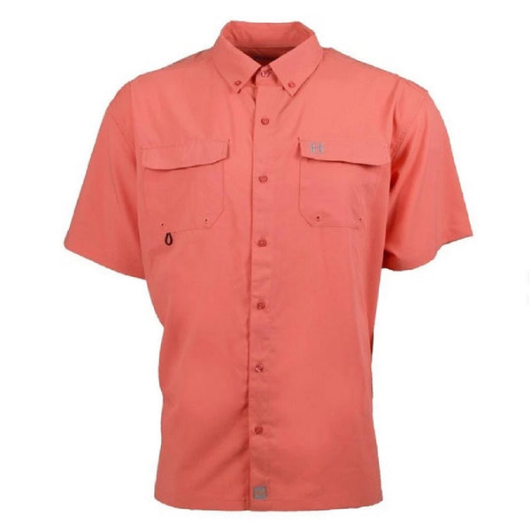 Heybo Boca Grande Short Sleeve Vented Fishing Shirt Coral Front