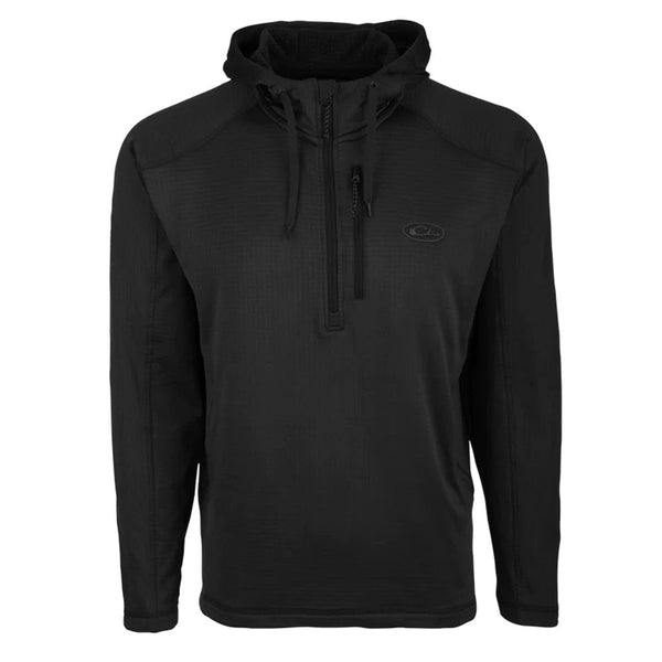 Drake Waterfowl MST Breathlite Quarter Zip Hoodie Caviar Black