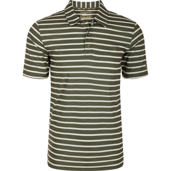 Drake Waterfowl Performance Stretch Striped Polo