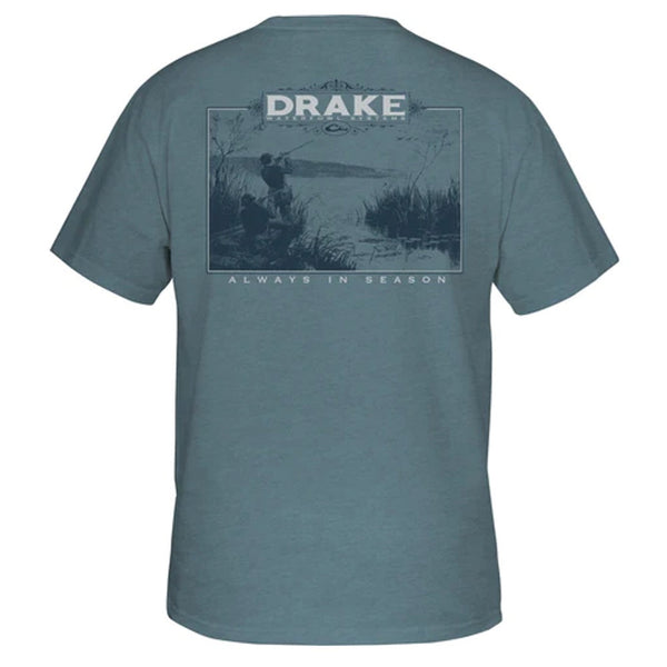 Drake Waterfowl Old Timers Short Sleeve T-Shirt Smoke Blue Heather