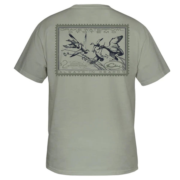 Drake Waterfowl Stamped Teal Short Sleeve T-Shirt Desert Sage