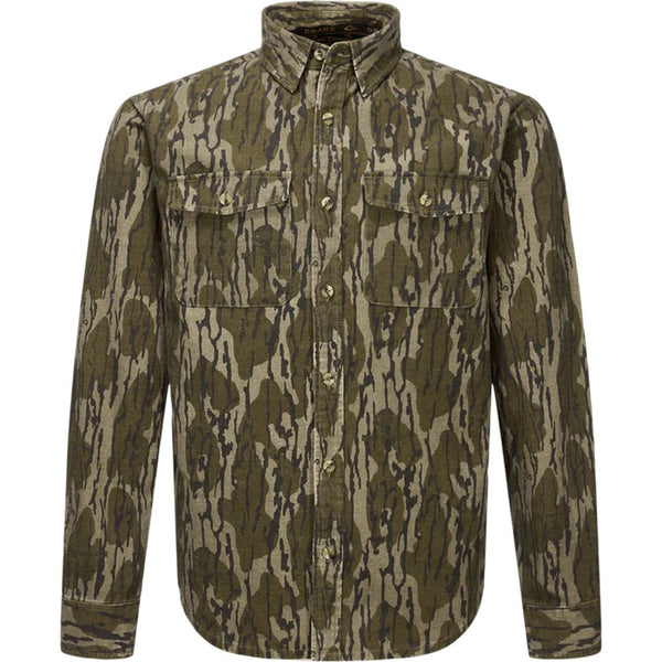 Drake Waterfowl Throwback80 Button Down Camo Shirt Mossy Oak Original Bottomland