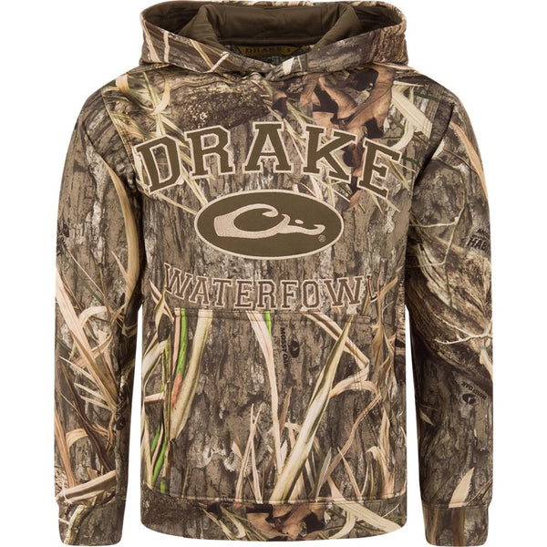 Drake Waterfowl Youth MST Performance Hoodie Mossy Oak Shadow Grass Habitat