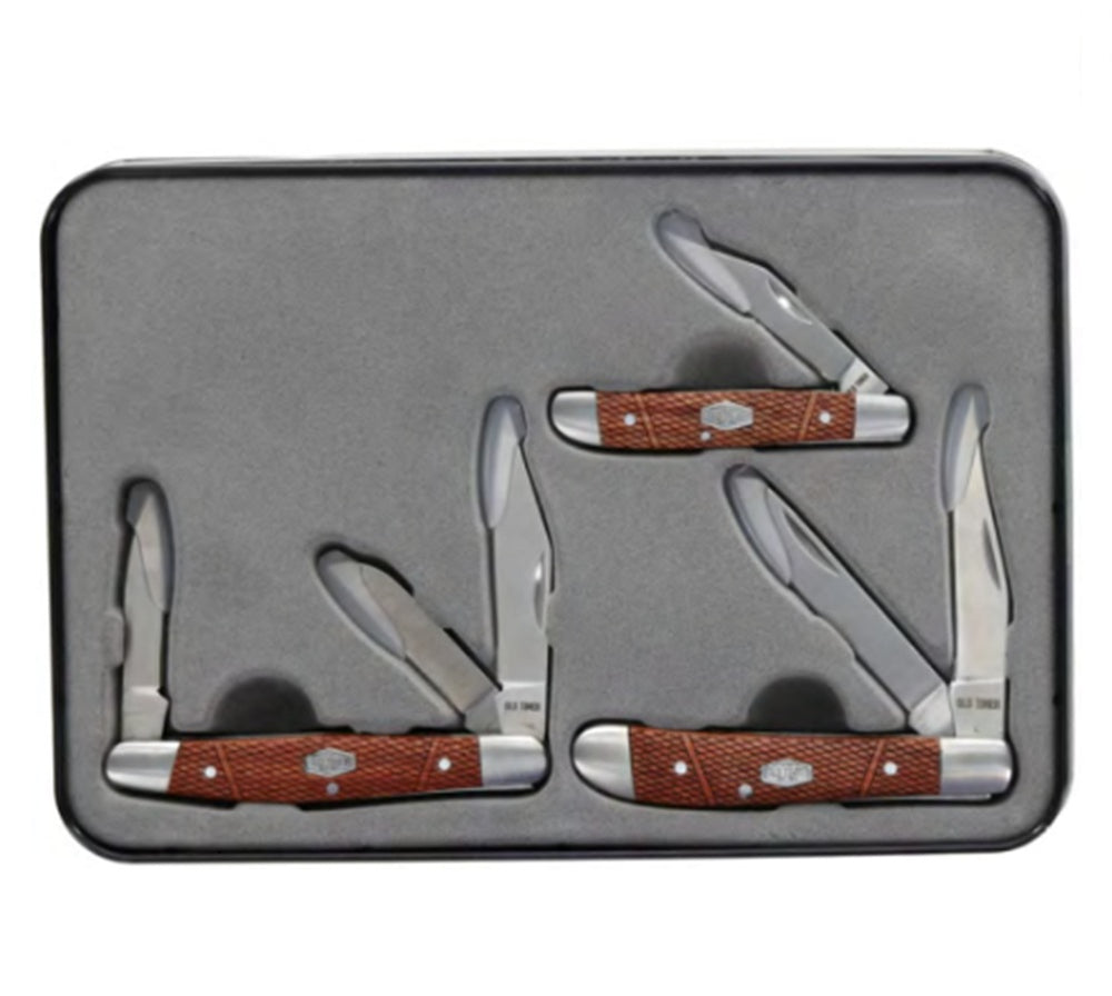 Old Timer 3-pc Wood Folding Knife Combo with Gift Tin