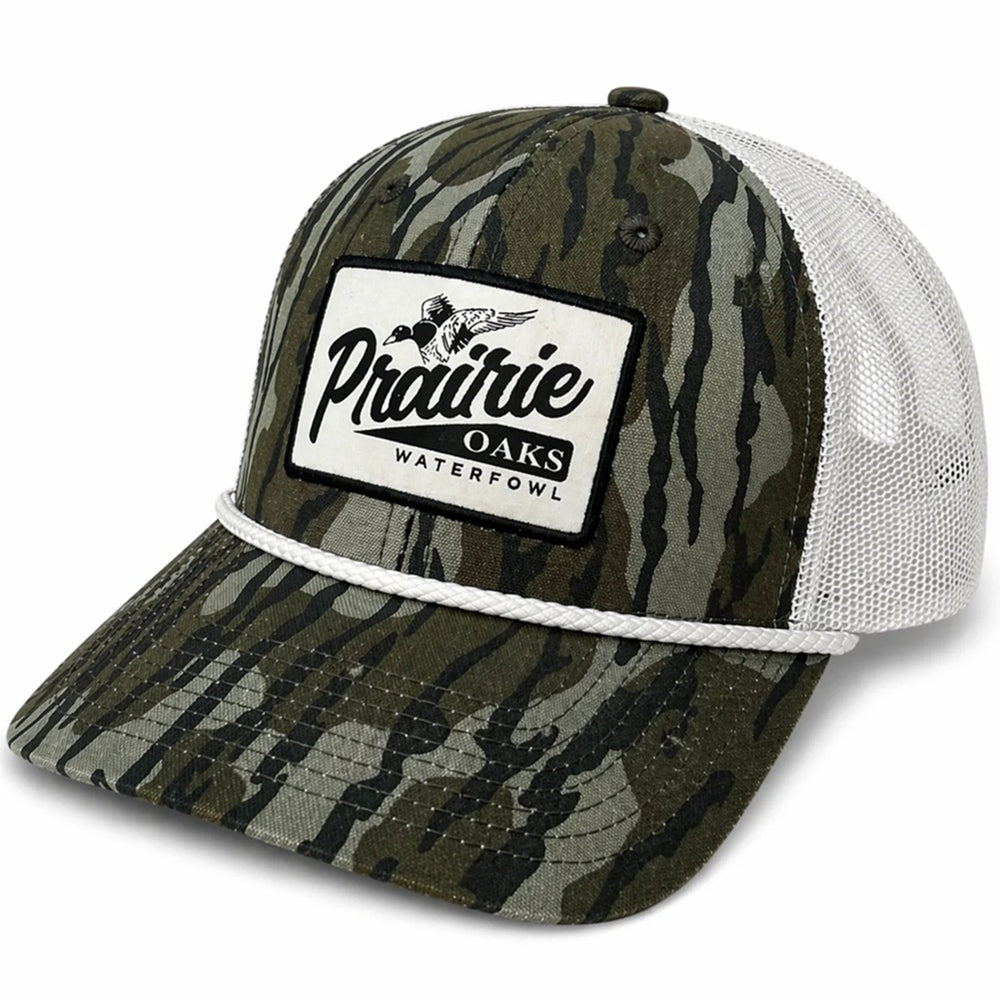 Prairie Oaks Waterfowl Patch Logo Camo Mesh Back Rope Cap