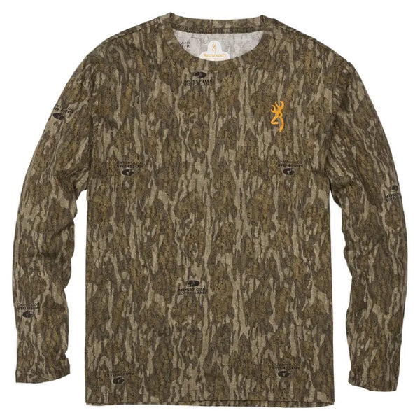 Browning Wasatch Jr Youth Long Sleeve Camouflage T-Shirt Mossy Oak Bottomland