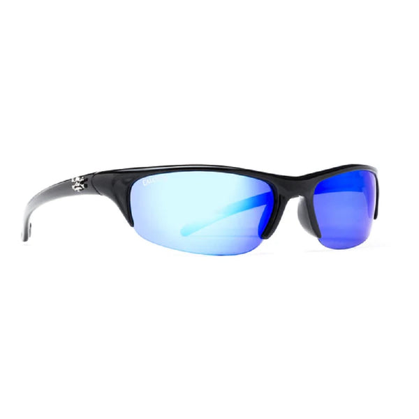 Calcutta Bermuda Sunglasses Shiny Black Frame/Blue Mirror Lens