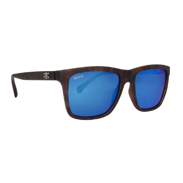 Calcutta Intruder Sunglasses Matte Tortoise Frame Blue Mirror Lens