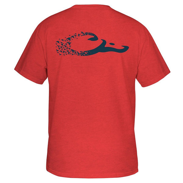Drake Waterfowl Duck Logo Short Sleeve T-Shirt Red Heather