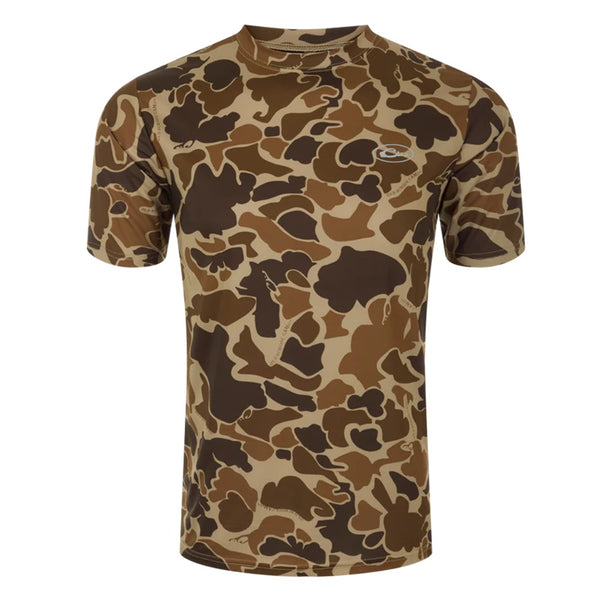 Drake Waterfowl Youth EST Camo Performance Short Sleeve Crew Old School