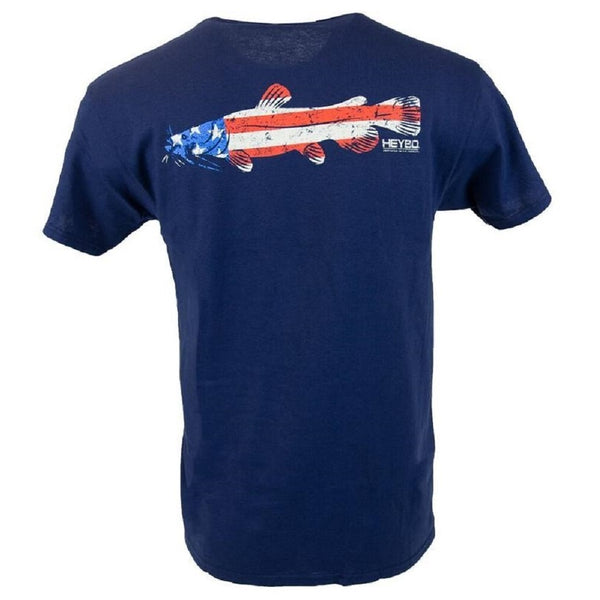 Heybo American Catfish Short Sleeve T-Shirt Navy Blue