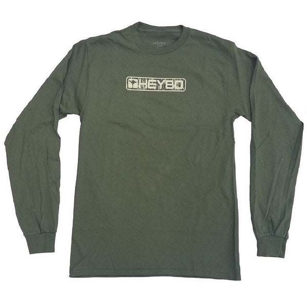 Heybo Bar Logo Long Sleeve T-Shirt Olive Front