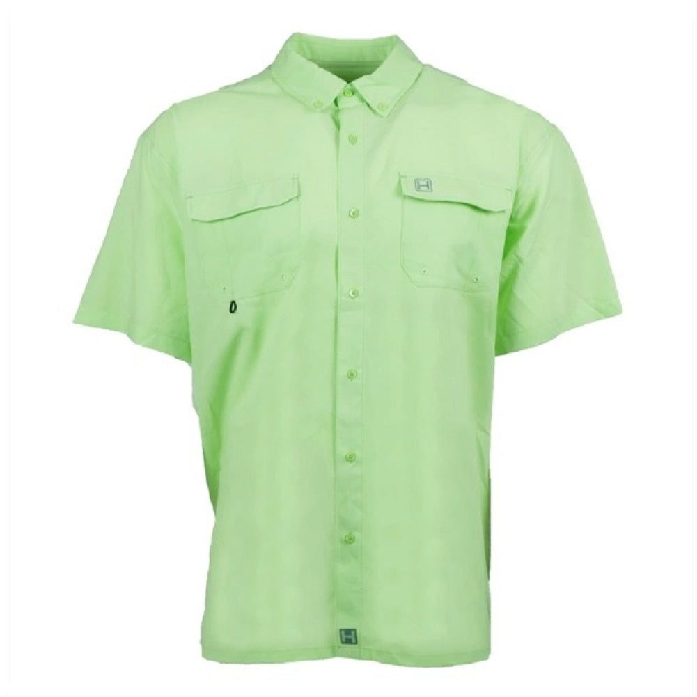Baits Fishing Company Men's Performance Fishing Shirt | Short Sleeve | Button Down | Vented | 100% Cotton, Size: Medium, Green